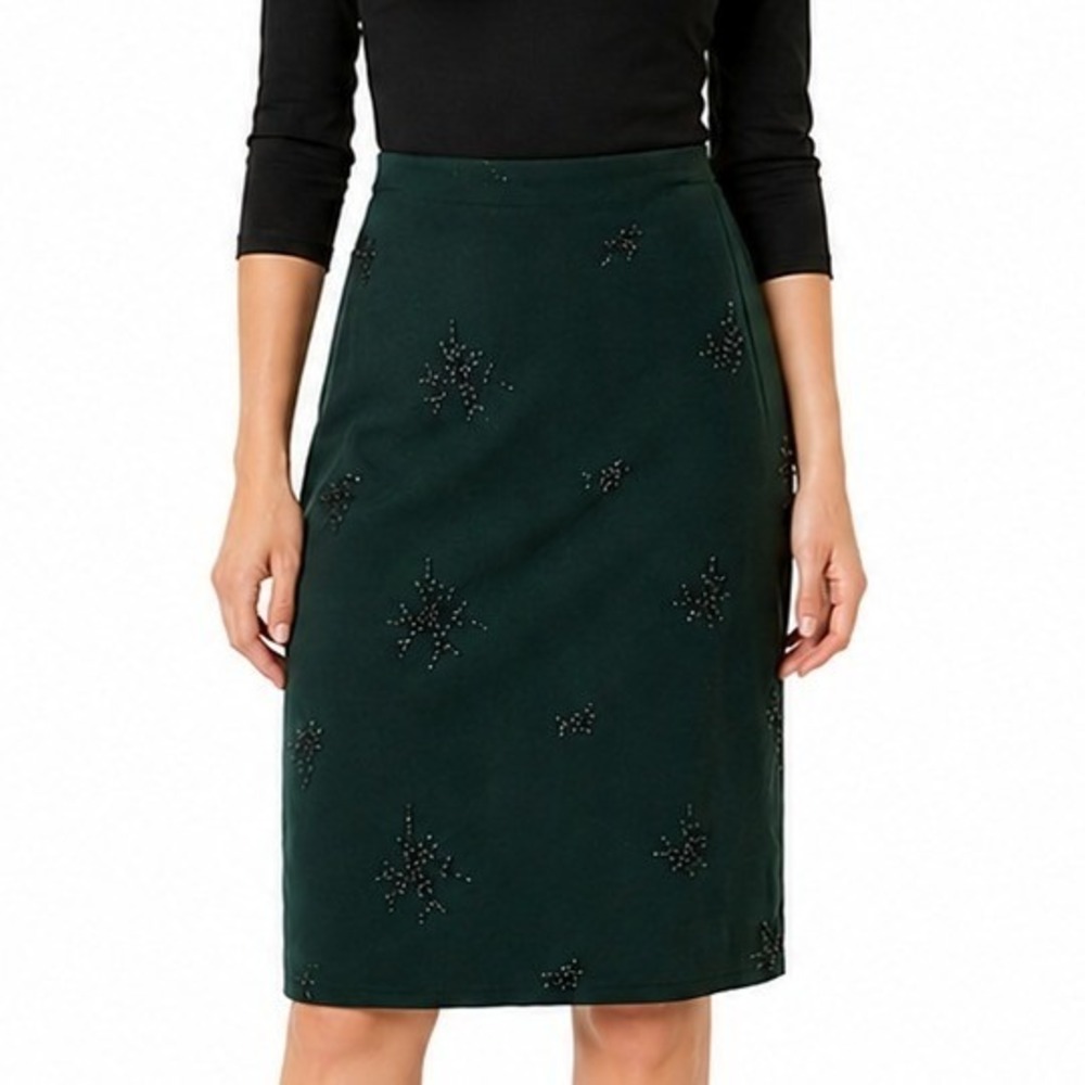 Hennes Collection Womens Forest Green Embroidered Mesh MidiSkirt Size M Bulagria